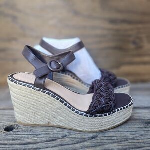 NWT Veronica Beard Women's Brown Reema Espadrille Wedge Sandals